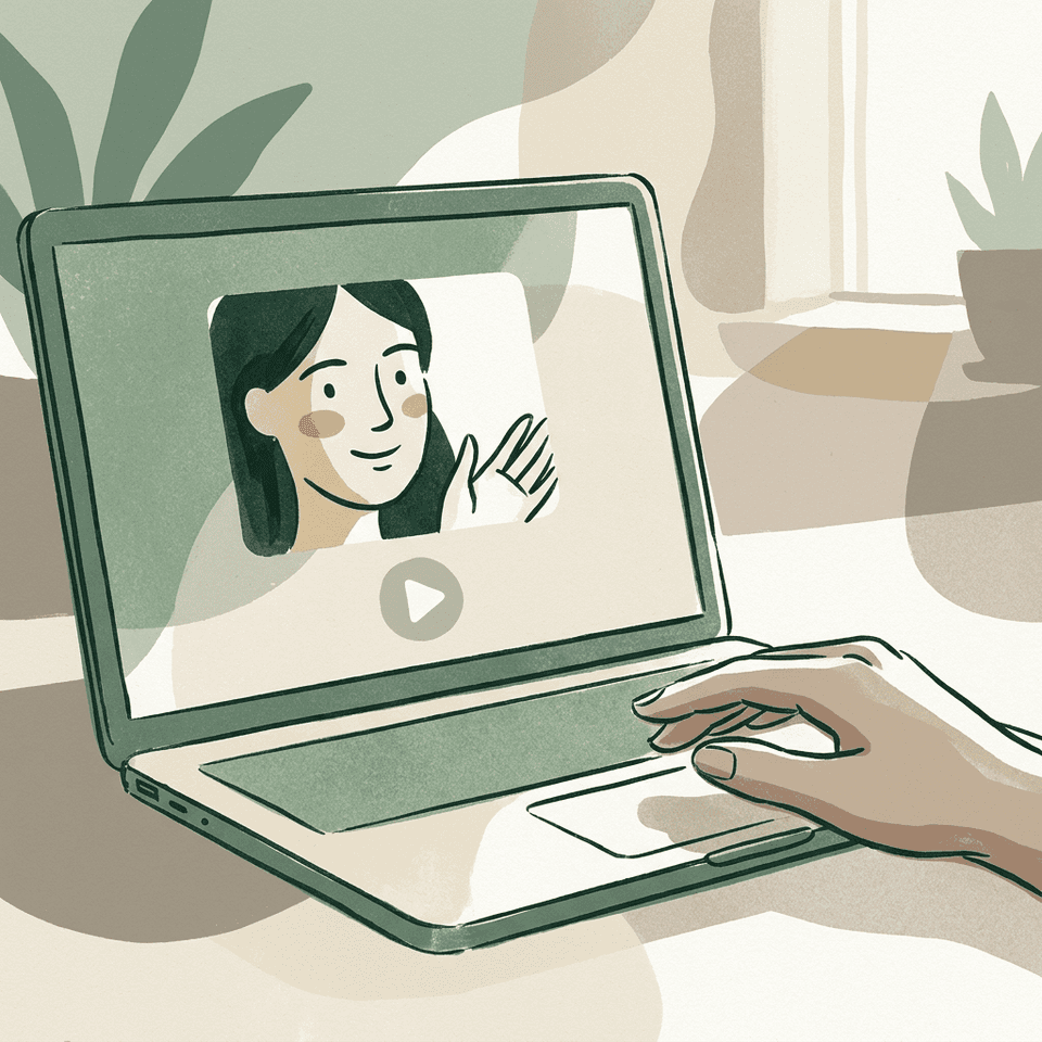 A friendly face mid-greeting on a visitor's screen